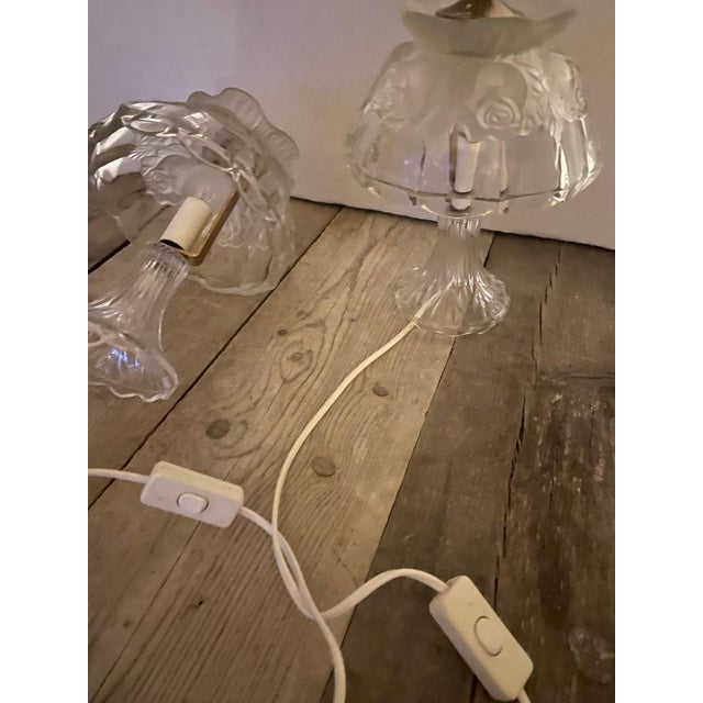 Glass Crystal Bedside Lamps, 1930s, Set of 2 For Sale - Image 7 of 9