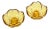 Pair of large four inch diameter vintage glass flower shape candle holders in amber topaz marigold with fine textural...