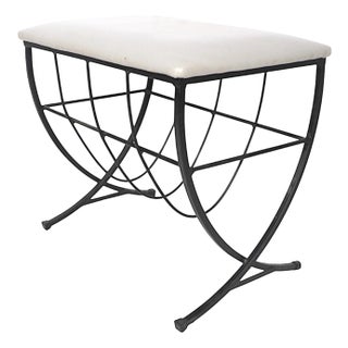 Mid 20th Century Mid Century Iron Bench With Upholstered Pad Seat For Sale