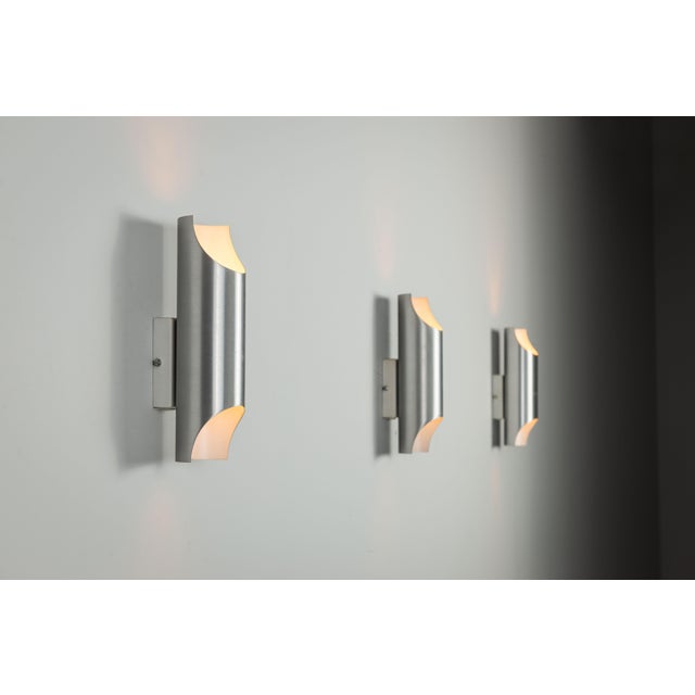 Cylindrical Aluminium Wall Lamps, 1970s, Set of 3 For Sale - Image 15 of 15