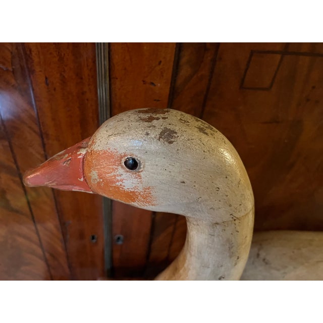 1920s Antique Carved Wood & Paint Decorated Snow Goose Waterfowl Bird Decoy Circa 1920 For Sale - Image 5 of 18