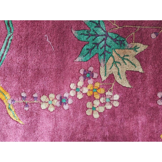 Antique Chinese Art Deco rug, size: 2'6" x 5'0". 1920s Chinese Coral Rectangle Small Scatter Size Wool Antique - Art Deco...