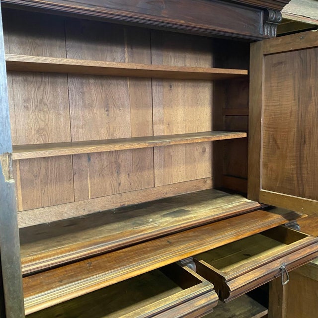 Wood French 19th Century Walnut Buffet A' Deux Corps Cabinet Sideboard For Sale - Image 7 of 12