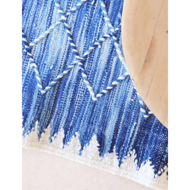 Blue Indigo Flatweave Rug - 7 X 2.3 Ft For Sale - Image 8 of 8