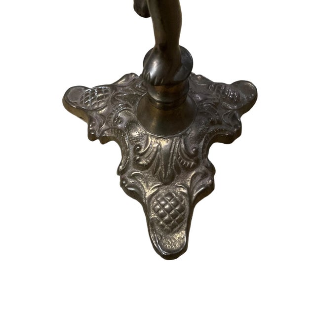 Vintage Brass Figural Candlestick Candle Holders- a Pair For Sale - Image 4 of 10