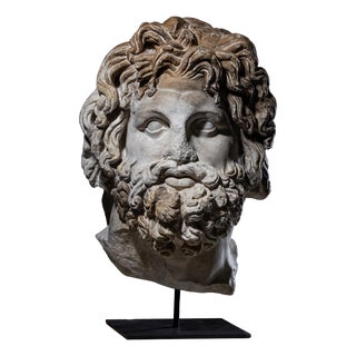 Modern Cast after Head of Asclepius, 21st Century, Plaster on Iron Base For Sale