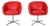 Late 20th Century MCM Swivel Bucket Chairs New Red Vinyl Faux Leather & Chrome X Base by Shelby Williams For Sale