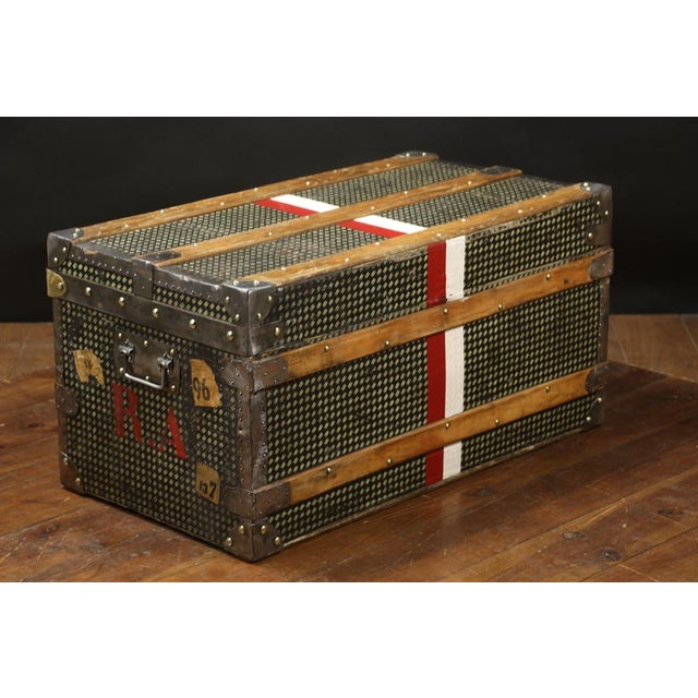 Vintage Patterned Checkerboard Trunk For Sale - Image 6 of 8