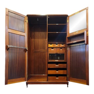 C. 1920s Arighi, Bianchi & Co. Verithing Mahogany Compactum Gentleman's Clothing Armoire For Sale