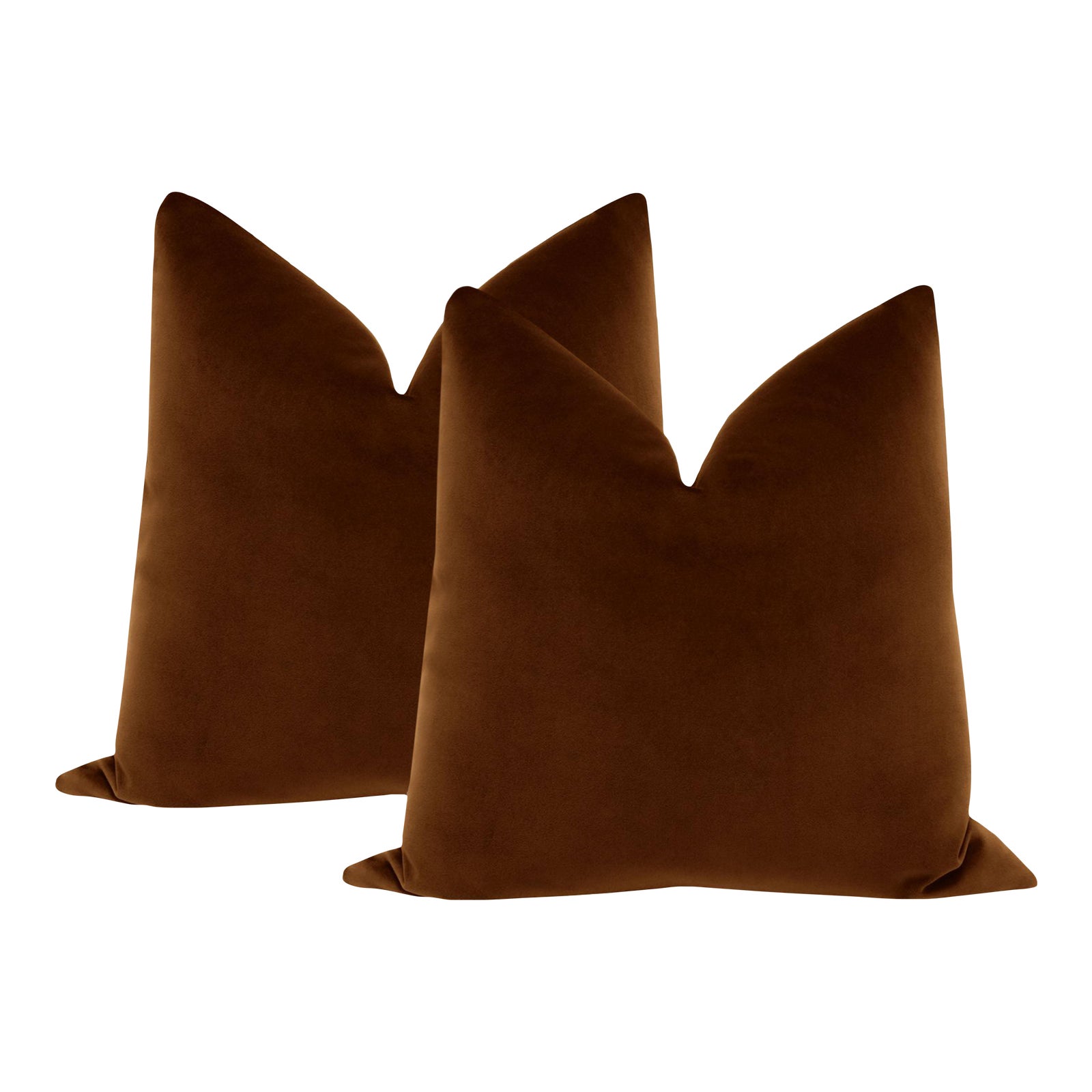 22" Cognac Designer Velvet Pillows a Pair Chairish