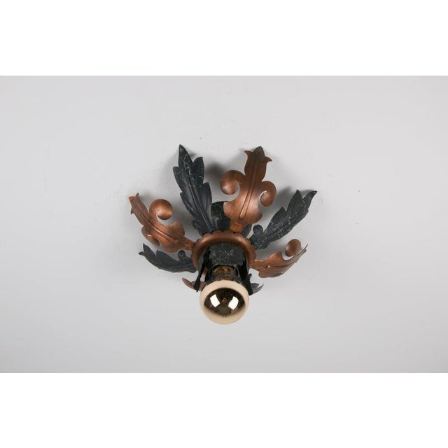 Metal Florentine Metal Flower Flush Mounts from Kaiser, Germany, 1960s For Sale - Image 7 of 10