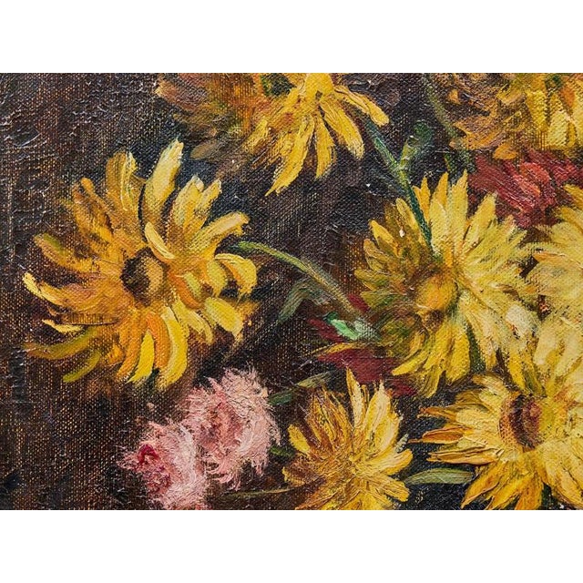Paule Bisman, Flower Still Life, Oil on Canvas For Sale - Image 3 of 8