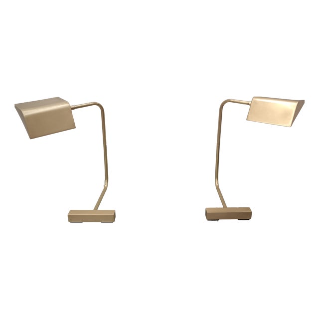 Vintage French Articulated Brass Lamps, 1960s, Set of 2 For Sale