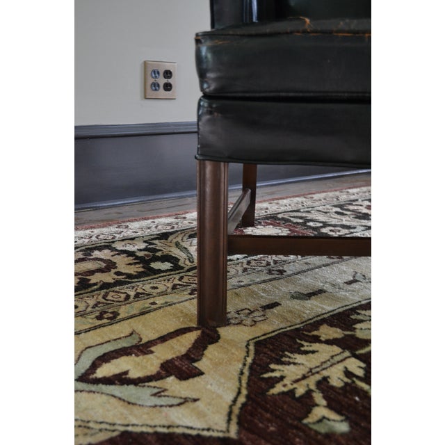 Early Kittinger Wing Chair in Black Leather For Sale In Boston - Image 6 of 8
