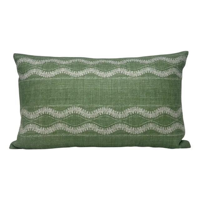 Zanzibar Linen Pillow Cover in Green, 12x20 Pillow For Sale