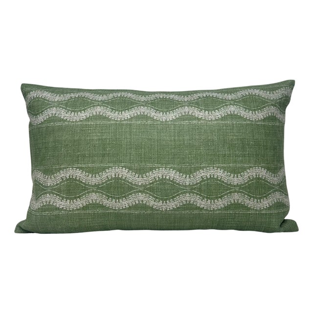 Zanzibar Linen Pillow Cover in Green For Sale