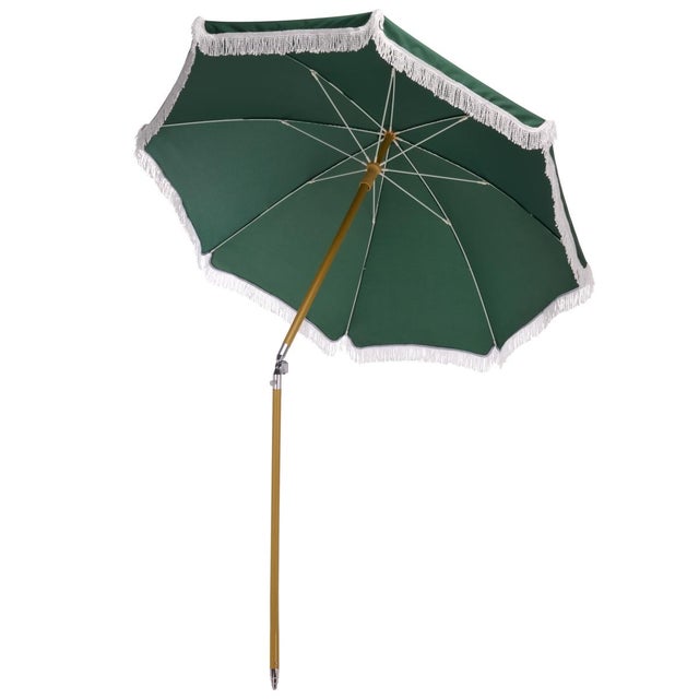 Valencia 6.5 Ft Beach Fringed Umbrella, Green For Sale In Philadelphia - Image 6 of 8