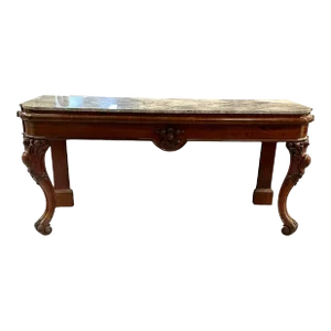 19th Century English Mahogany Marble Top Console Table
