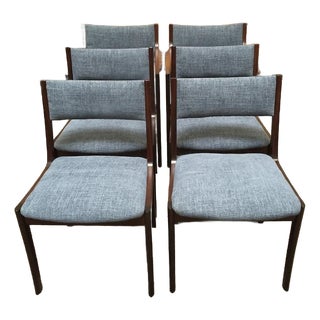 Set of Six Danish Modern Mahogany Framed Dining Chairs by Andels-Möbel-Magasinet, Denmark c.1960 For Sale