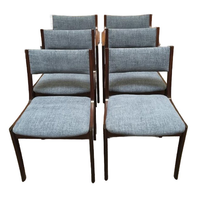 Set of Six Danish Modern Mahogany Framed Dining Chairs by Andels-Möbel-Magasinet, Denmark c.1960 For Sale