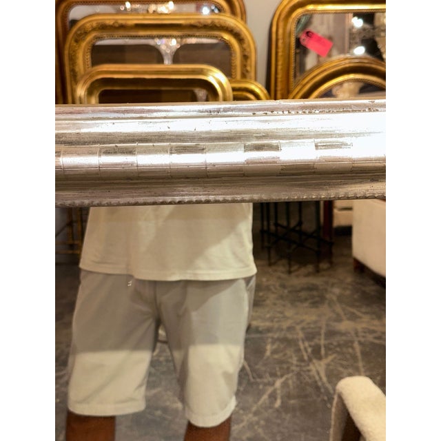 Early 21st Century Pair of French Louis Philippe Silver Mirrors For Sale - Image 5 of 6