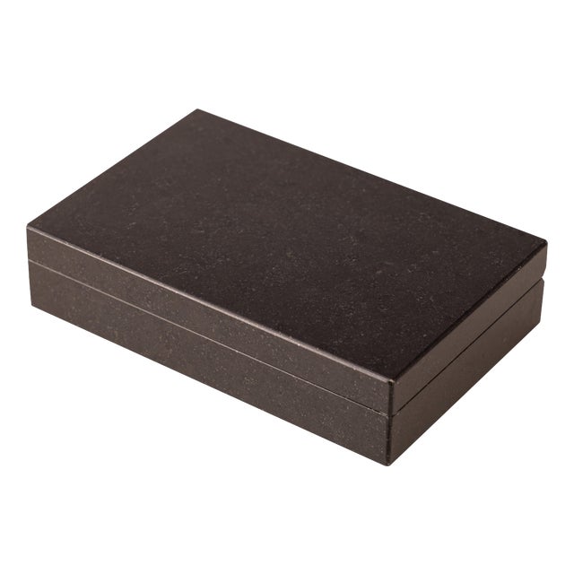 Vintage Italian Nero Granite Stone Box, 1960 For Sale