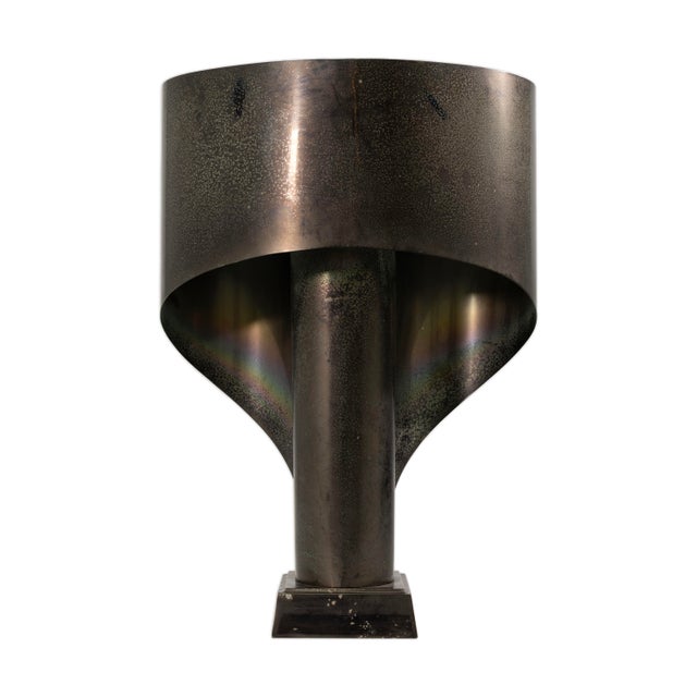 Pair of Eichholz Corsini Wiskemann Stillnovo Brushed Metal Lamps For Sale - Image 4 of 9