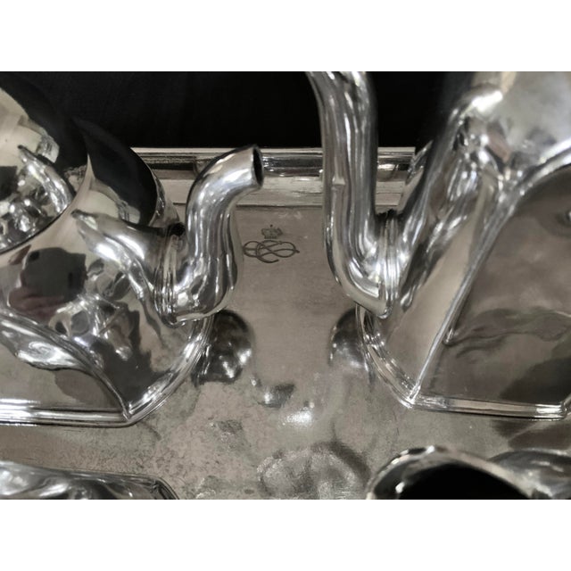 1950s Ocean Liner Silver Plated Pewter Tea Service Maritime Tea Set Cosulich Line Cosi Tabellini Italy - Set of 5 For Sale - Image 9 of 11