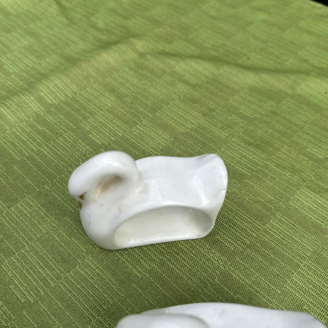 1970s Pair of 1970s White Ceramic Swan Napkin Rings For Sale - Image 5 of 6