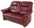 A mid century transitional modern Scandinavian leather loveseat in a burgundy red. The loveseat is well constructed,...
