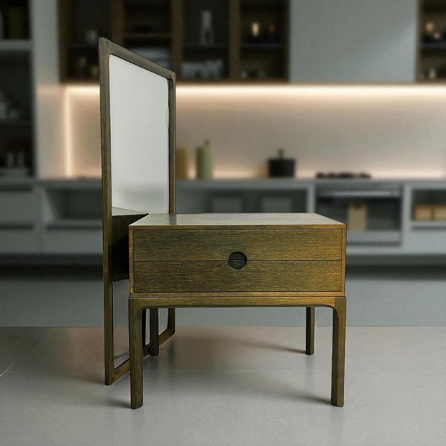 Green Oak Chest of Drawers with Wall Mirror by Aksel Kjersgaard for Odder Møbelfabrik, Denmark, 1960s, Set of 2 For Sale - Image 8 of 18