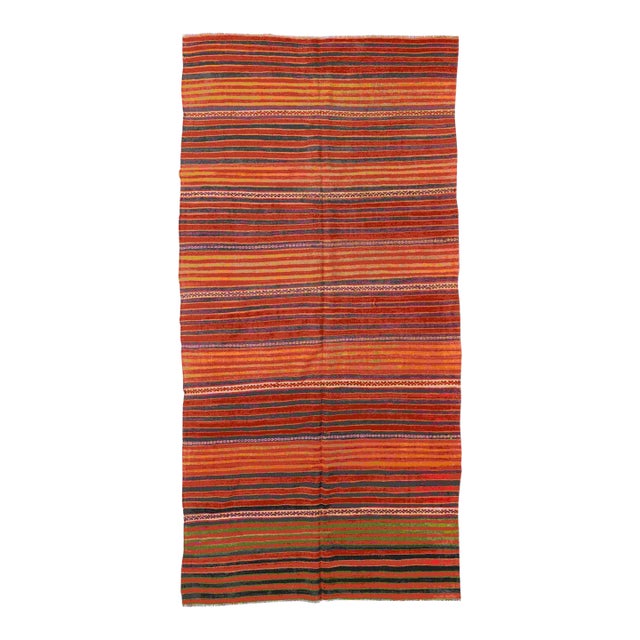 Vintage Striped Kilim Rug - 5`0" X 11`2" For Sale