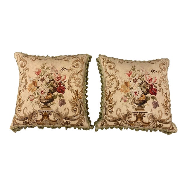 2000s Aubusson Pillows with Feather Inserts a Pair Chairish