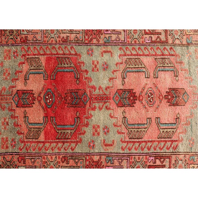 Antique Persian Hamadan Rug With Colorful Geometric Medallion's With Light Green For Sale In Atlanta - Image 6 of 11