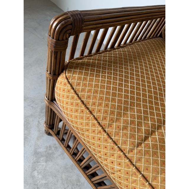 Brown Vintage Palecek President’s State Stick Rattan Lounge Chairs – Pair For Sale - Image 8 of 18