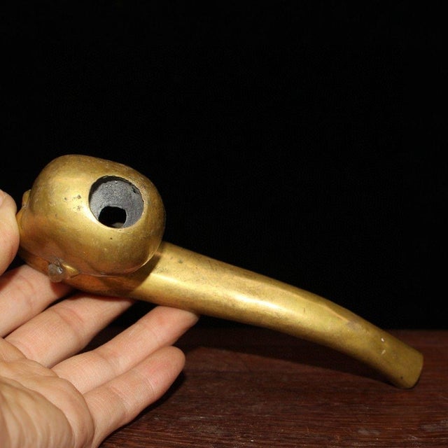 Vintage Brass Child's Head Tobacco Pipe – Figural Opium Pipe For Sale In Los Angeles - Image 6 of 9