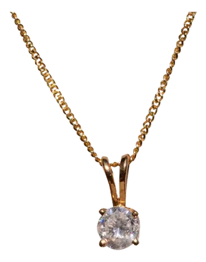 The 109th Street: Prong Set Natural Diamond Solitaire Pendant in Yellow Gold