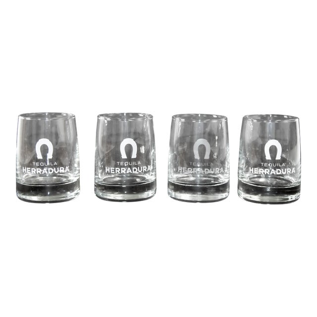 Vintage Herradura Horse Shoe Logo Lowball Tumblers Set of 4 Collectible Barware For Sale