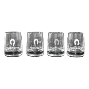 Vintage Herradura Horse Shoe Logo Lowball Tumblers Set of 4 Collectible Barware