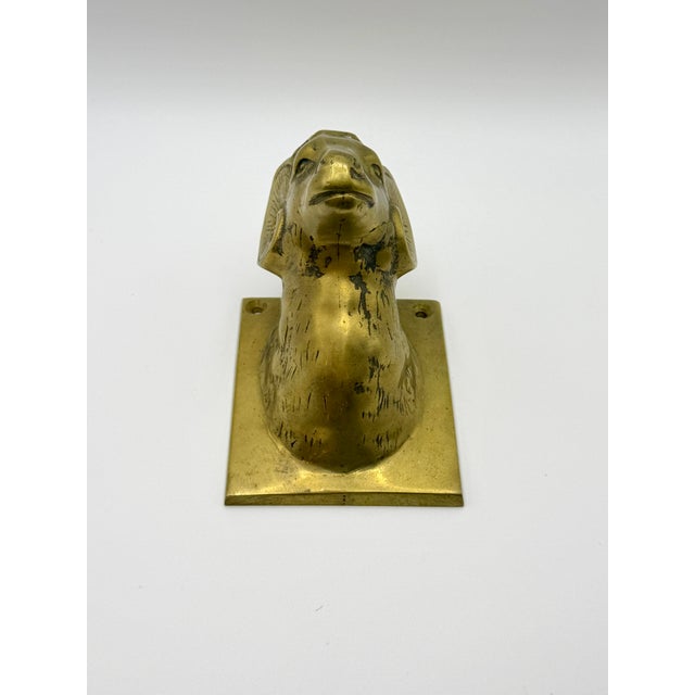 Late 20th Century Vintage Solid Brass Ram Head Wall Mount | Hollywood Regency Animal Bust Decor For Sale - Image 5 of 7