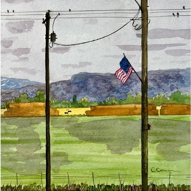 Paper Original Watercolor Painting “Rainy Day Hayfield” in Idaho For Sale - Image 7 of 7