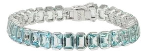 Octgaon Cut 41.5 Ct Blue Topaz Silver Tennis Bracelet Classic Line Design