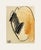 Mid-Century Modern Vintage Abstract Form in Orange and Black Mixed Media on Paper, Signed by European Artist Dreys, 1954, With Mat For Sale