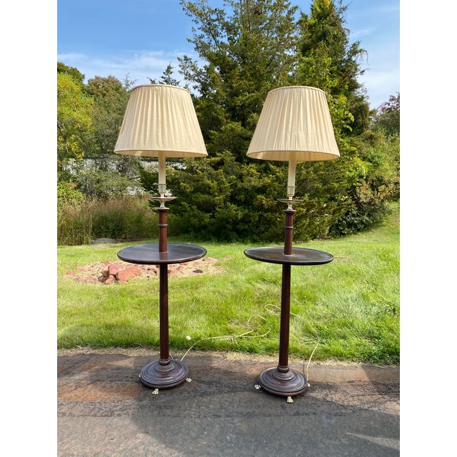 English Regency Floor Lamps with Tables - a Pair For Sale - Image 11 of 11