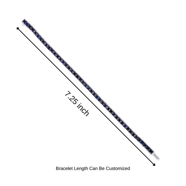Art Deco 13.73 Ct Certified Blue Sapphire Tennis Bracelet for Women, Christmas Gift For Sale - Image 11 of 13