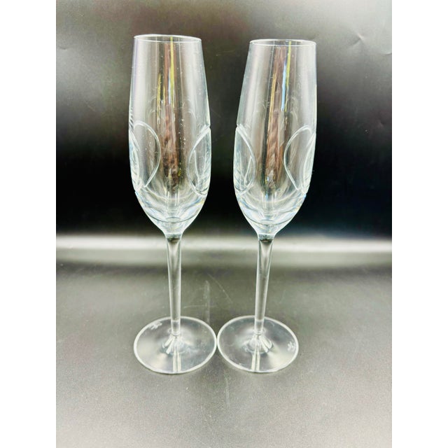 Pristine John Rocha/Waterford Crystal "Circa" Champagne Flutes - Pair For Sale - Image 9 of 12
