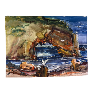 1990s Robert R. Doty Original Watercolor Mixed Media