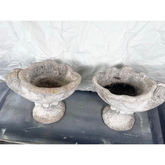 Vintage Cast Stone Nautilus Shell Planters- A Pair For Sale - Image 10 of 12