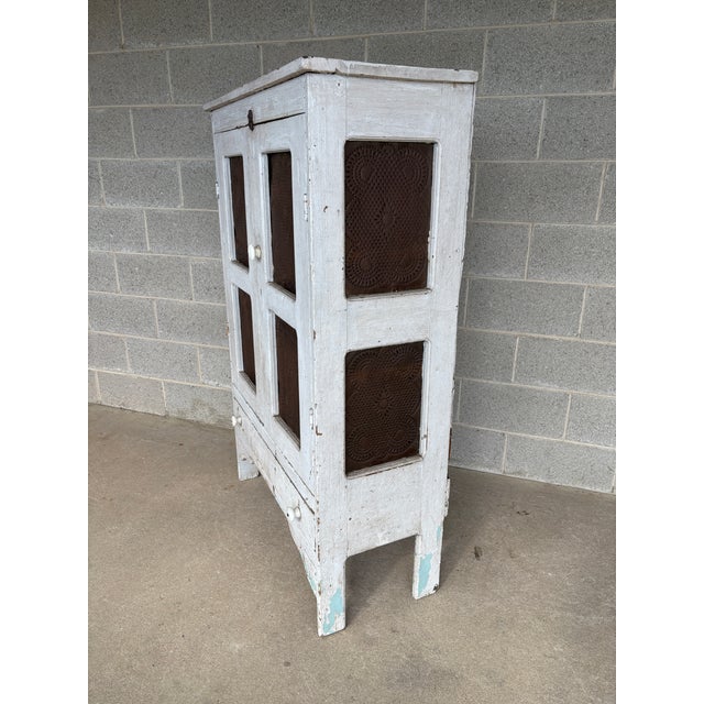 Primitive Antique Tin Stamped Pie Safe-Cupboard (Circa 1700's) For Sale - Image 4 of 18