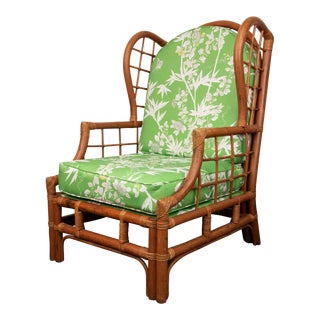 Mid 20th Century Bamboo Wingback Chair For Sale